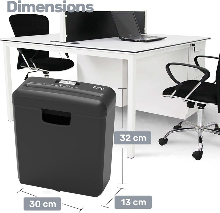 Ediesi, Aktenvernichter, für Haus und Büro, Papierschredder, Bis zu 6 Blatt, für Kreditkarten, CDs u