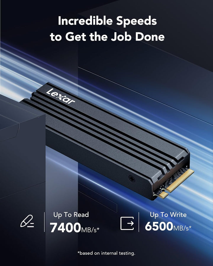 Lexar NM790 1TB Interne SSD mit Kühlkörper, M.2 2280 PCIe Gen4x4 NVMe 1.4 SSD, Bis zu 7400MB/s Lesen