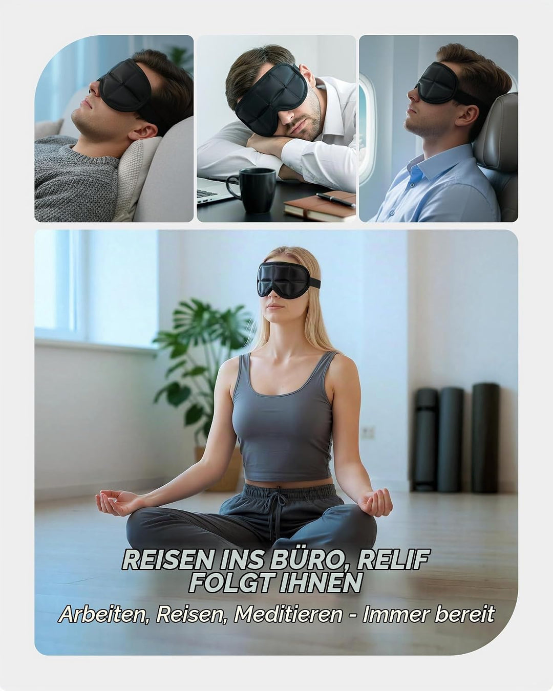 Tolaccea 3D Augenmaske mit Gel-Kühlpads für Damen &amp; Herren – Schlafaugenmaske mit Heiss-/Kalt-Therap