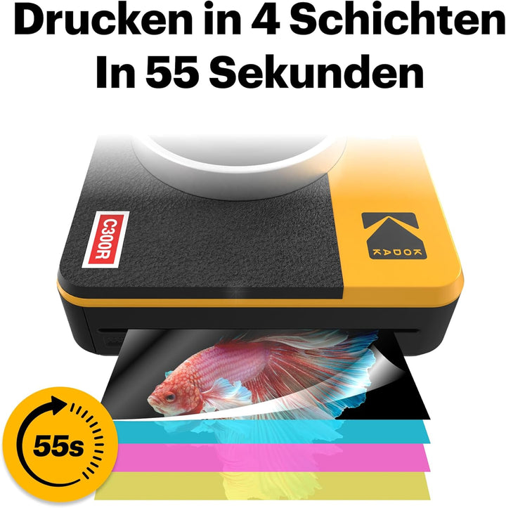KODAK Mini Shot 3 Retro 4PASS 2-in-1 Sofortbildkamera und Fotodrucker (7,6x7,6cm) + 8 Blatts, Weiss