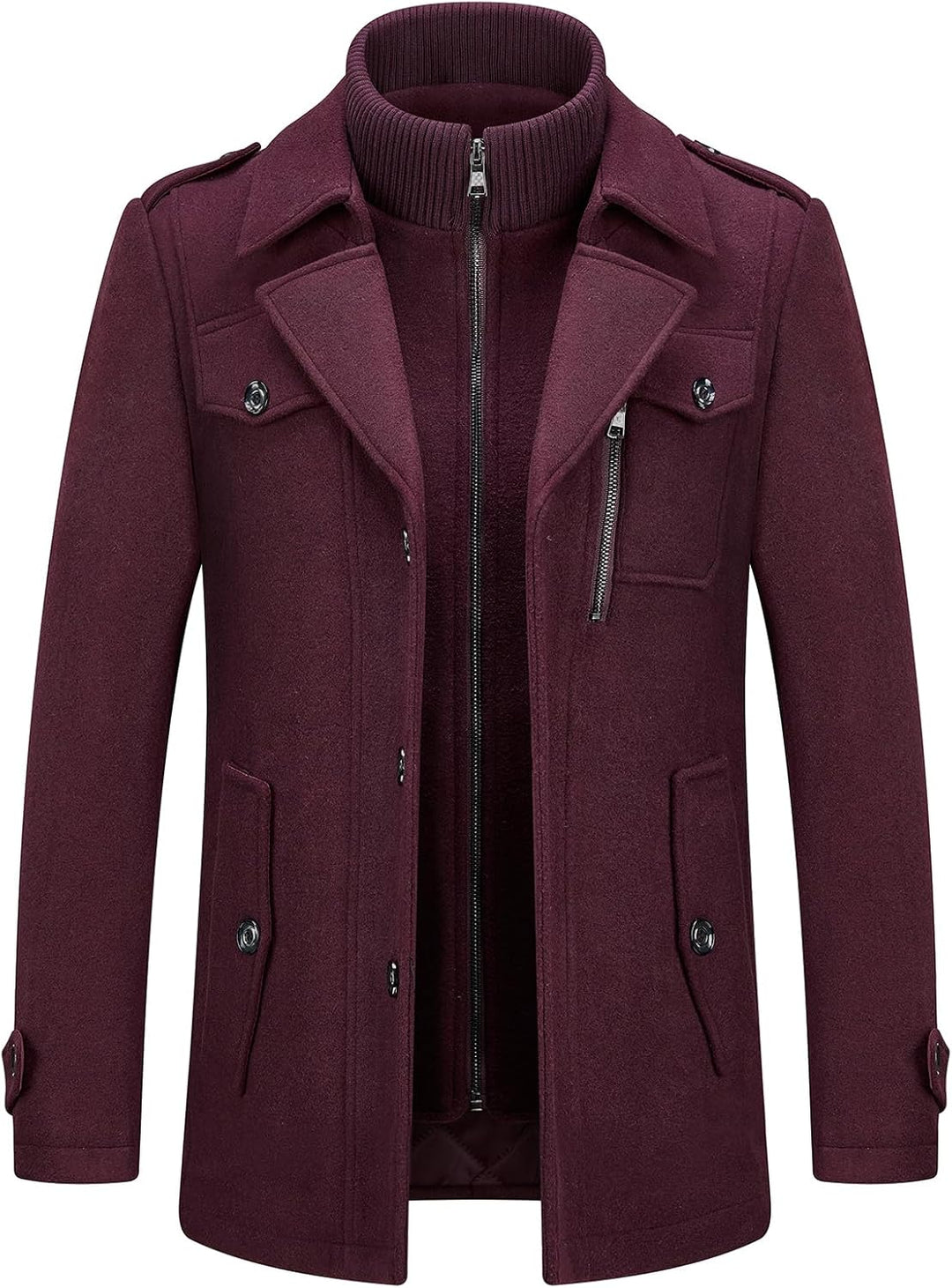 KUDORO Herren Wintermantel Wolle Kurzmantel Herren Wollmantel Mittellang Slim Fit für Business Freiz