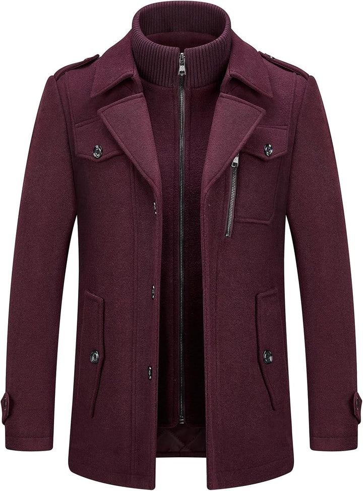 KUDORO Herren Wintermantel Wolle Kurzmantel Herren Wollmantel Mittellang Slim Fit für Business Freiz