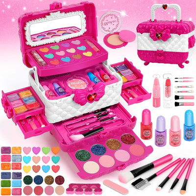 Flybay Make-up für Kinder, Spielzeug, Mädchen, waschbar, Make-up-Koffer für Kinder, Make-up-Koffer f