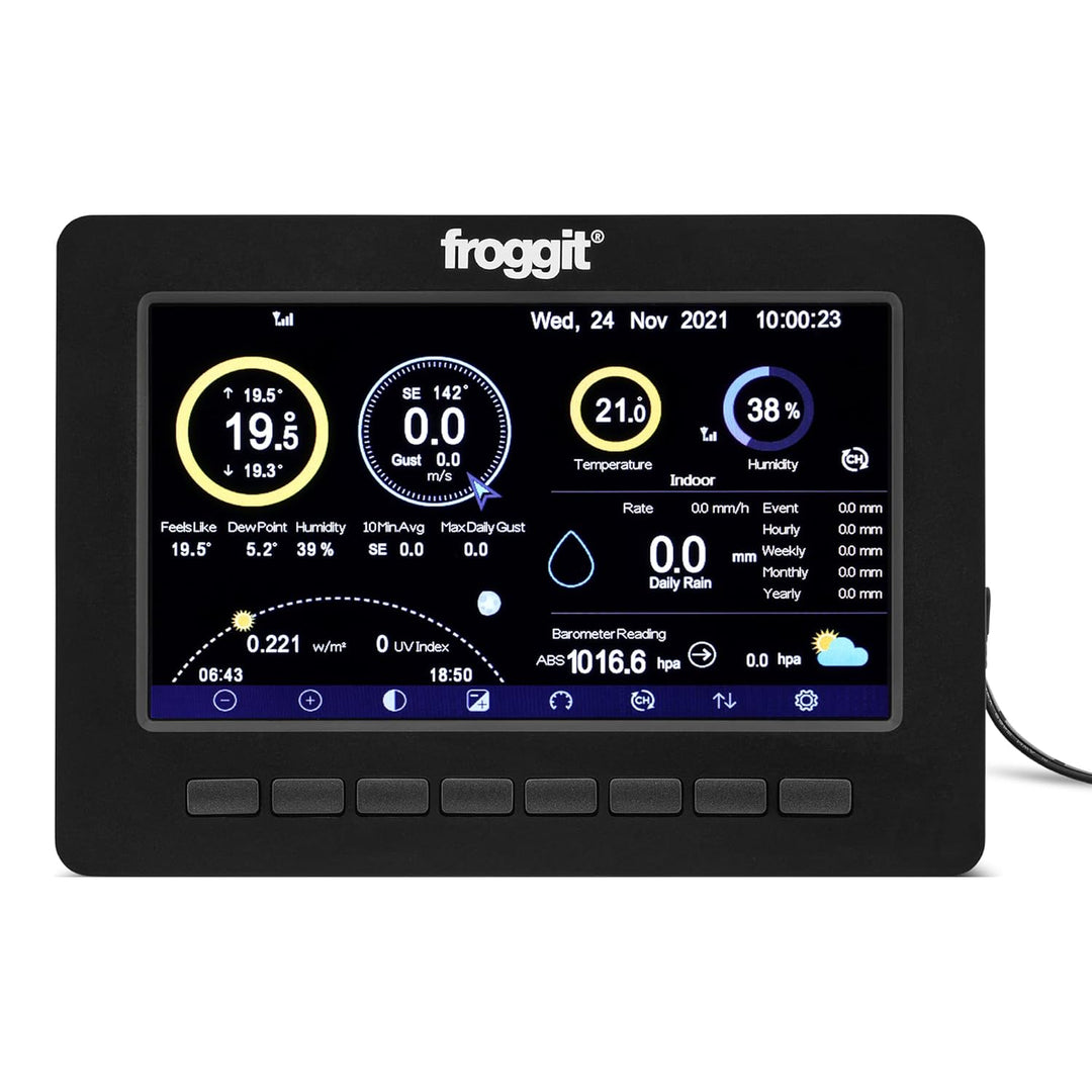 Froggit HP1000SE PRO Displayeinheit (Schwarz) Wetterstation mit Vollfarbdisplay HP1000SE PRO Display