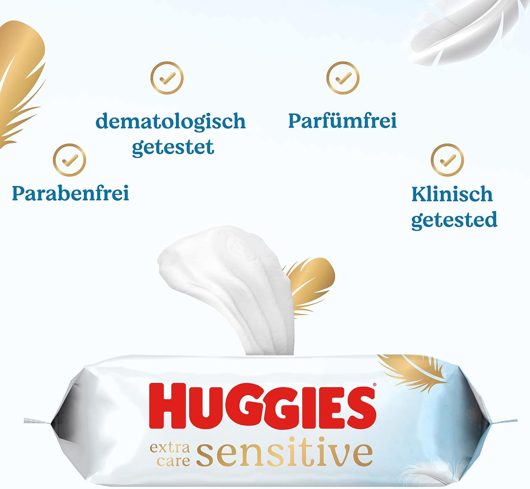 Huggies Pure Extra Care Sensitive Baby-Feuchttücher, Für den ganzen Körper, 99% reines Wasser, Parfü