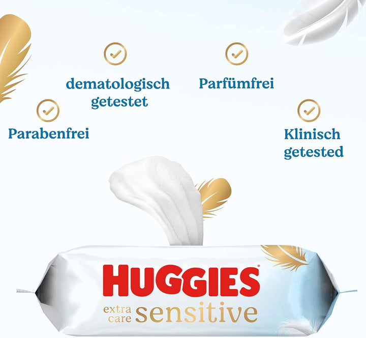 Huggies Pure Extra Care Sensitive Baby-Feuchttücher, Für den ganzen Körper, 99% reines Wasser, Parfü