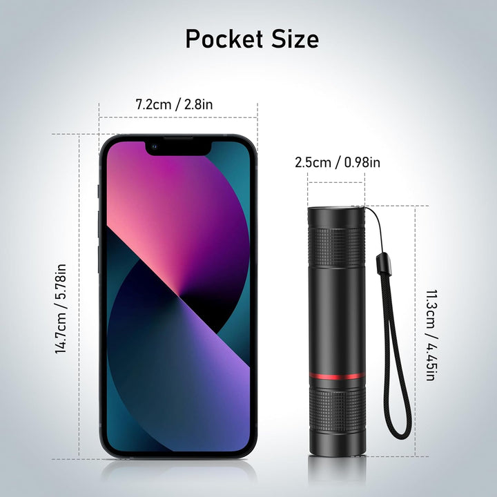 Blukar LED Taschenlampe Aufladbar, Superhelle Zoombar Mini Torch mit 4 Lichtmodi & Langer Betriebsda