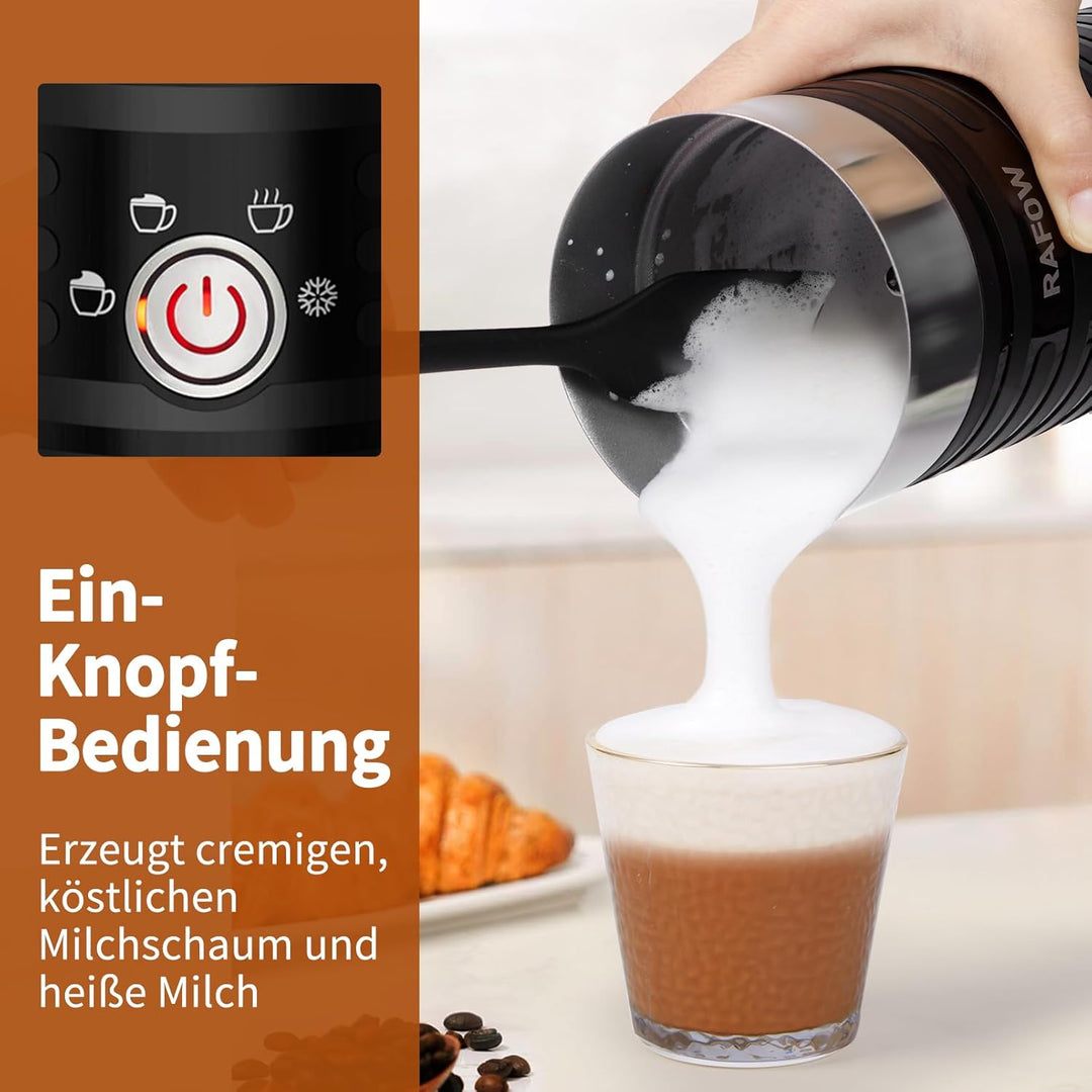 4-in-1 elektrischer Milchaufschäumer Dampfgarer – Heisser und kalter Kaffee-Schaumbereiter, 300 ml,