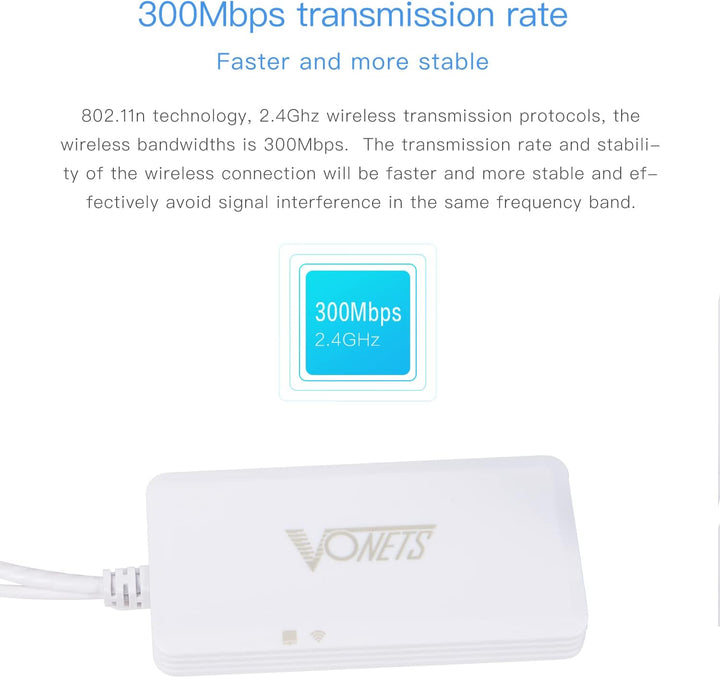 VONETS 2,4GHz WLAN Router/WiFi Bridge Ethernet Wireless Repeater/WLAN Hotspot Extender/Signalabdecku