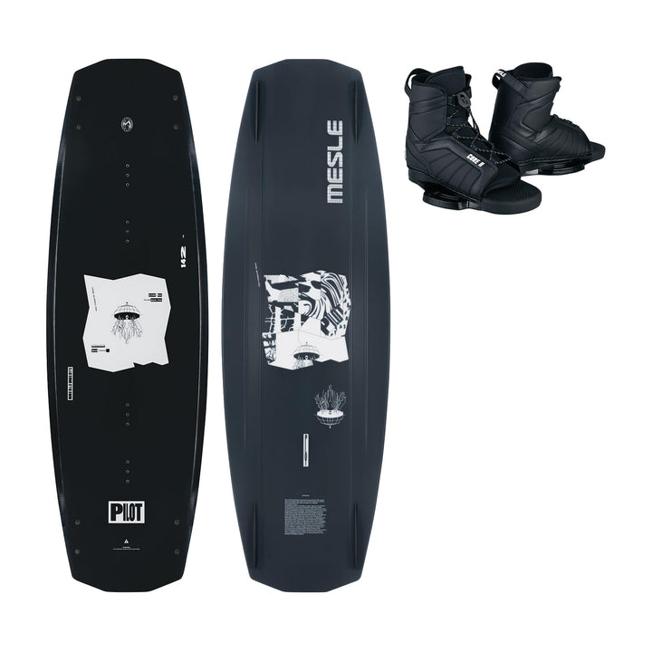 Mesle Wakeboard Set Pilot mit Core Bindung, Profi Wakeboard für Boot & Jet-Ski 142.0 Zentimeter L-XL