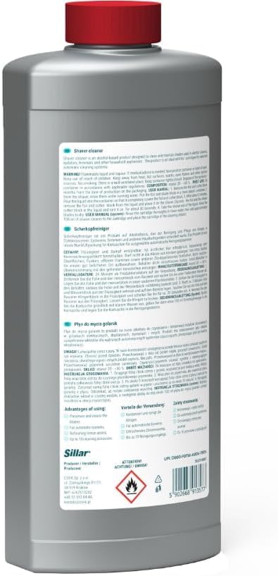 Sillar Scherkopfreiniger Nachfüllflüssigkeit 1L - Minz-Formel - Kompatibel mit Braun CCR Serie 3, 5,