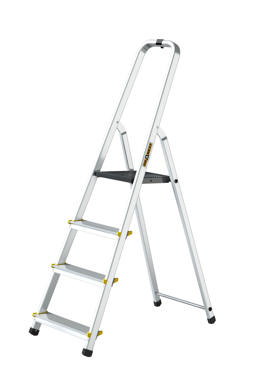 Drabest - PRO Haushaltsleiter - Stehleiter - 4 Stufen - Arbeitshöhe 2,75m - Klappleiter aus Aluminiu