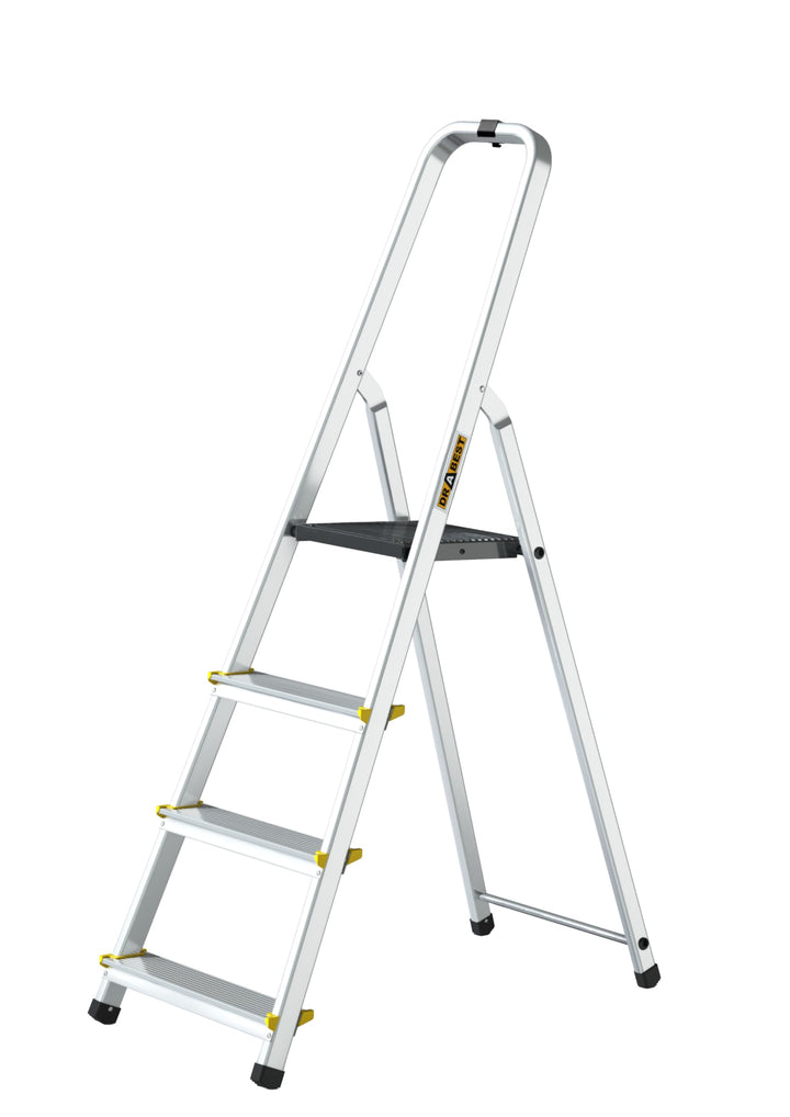 Drabest - PRO Haushaltsleiter - Stehleiter - 4 Stufen - Arbeitshöhe 2,75m - Klappleiter aus Aluminiu