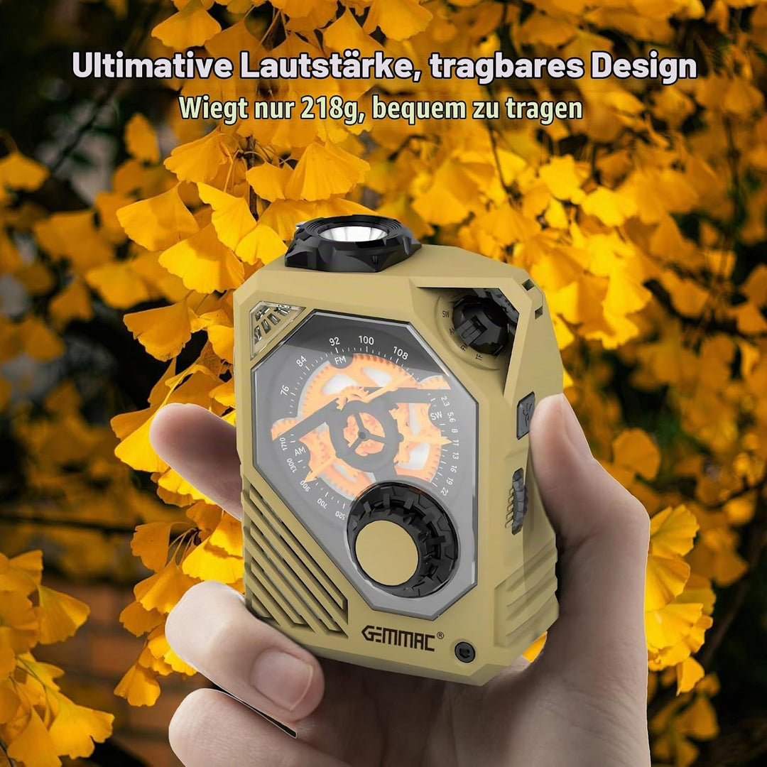 Tragbares Kurbelradio mit Bluetooth/USB Flash Drive/TF Anschlus, 2000mAh Akku AM/FM/SW Notfallradio