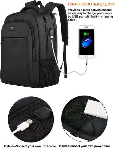 MATEIN Business Laptop Rucksack 15,6 Zoll Reise Laptop Tasche Rucksack mit USB Ladeanschluss Wassera