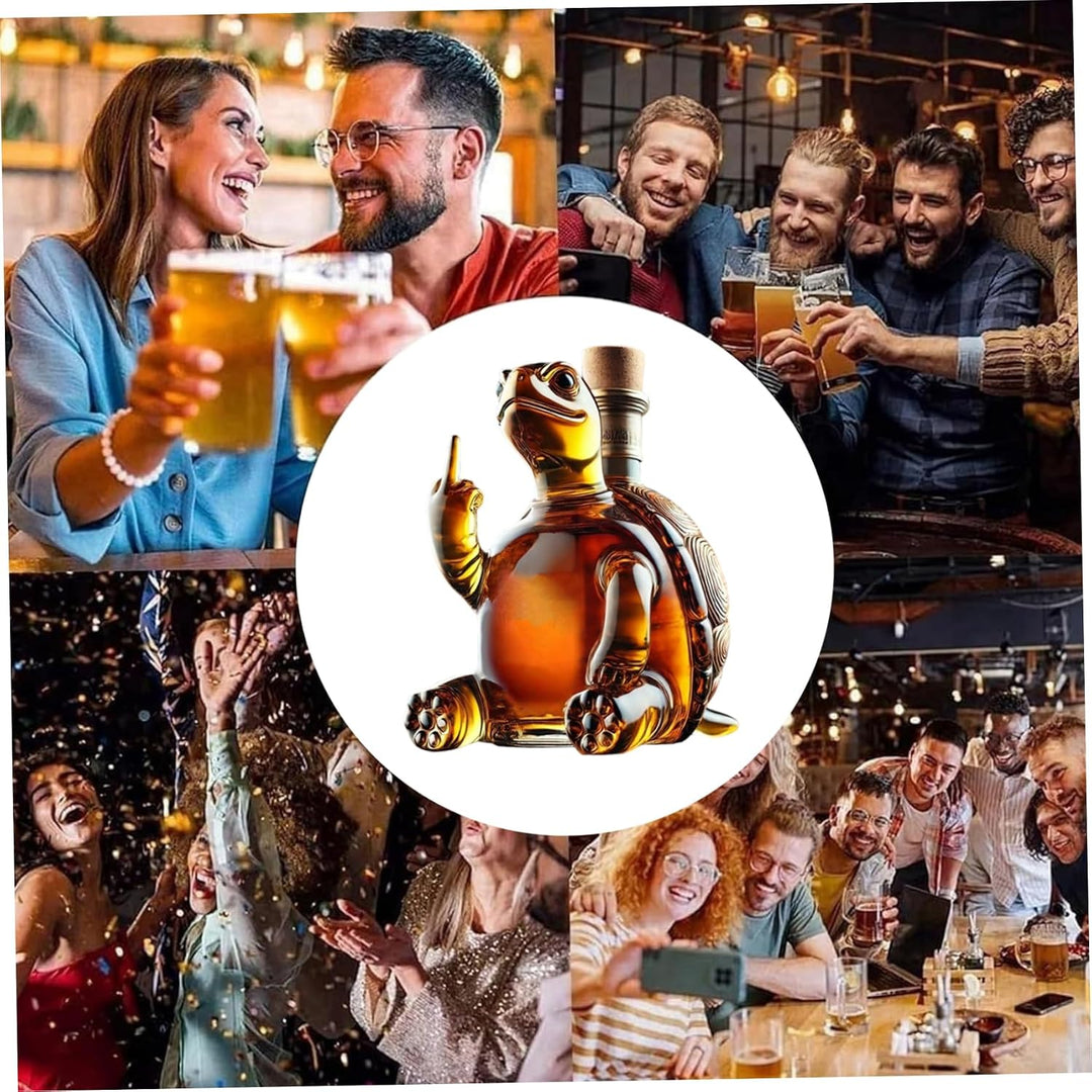 Whiskey-Dekanter, 350 ml, Schildkröten-Weindekanter, der seinen Mittelfinger zeigt, 5, 1 x 5, 1 x 7,