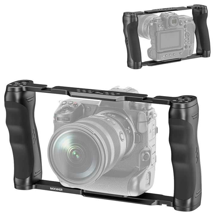 NEEWER Videokamera Käfig Rig mit Arca Basis, Doppelgriffen, 3/8" ARRI Aufnahme & 1/4" Gewinde, Cold