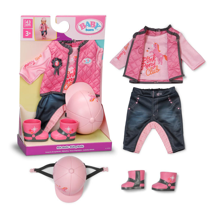 Baby Born REIT-Outfit mit Hose, Shirt, Stiefeln und Helm für 43 cm Puppen