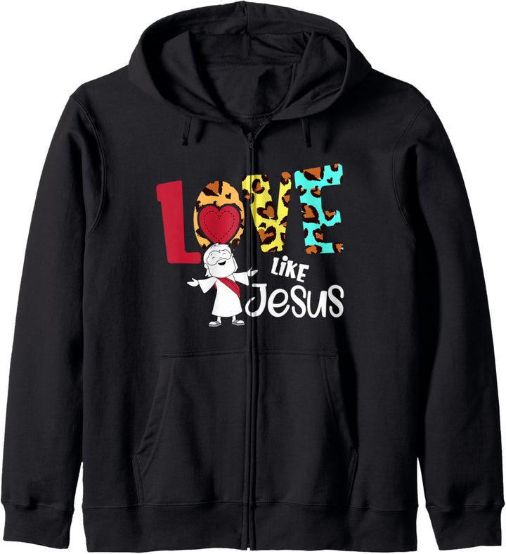 Love Like Jesus Leopard Heart Valentines Day Gift Kapuzenjacke