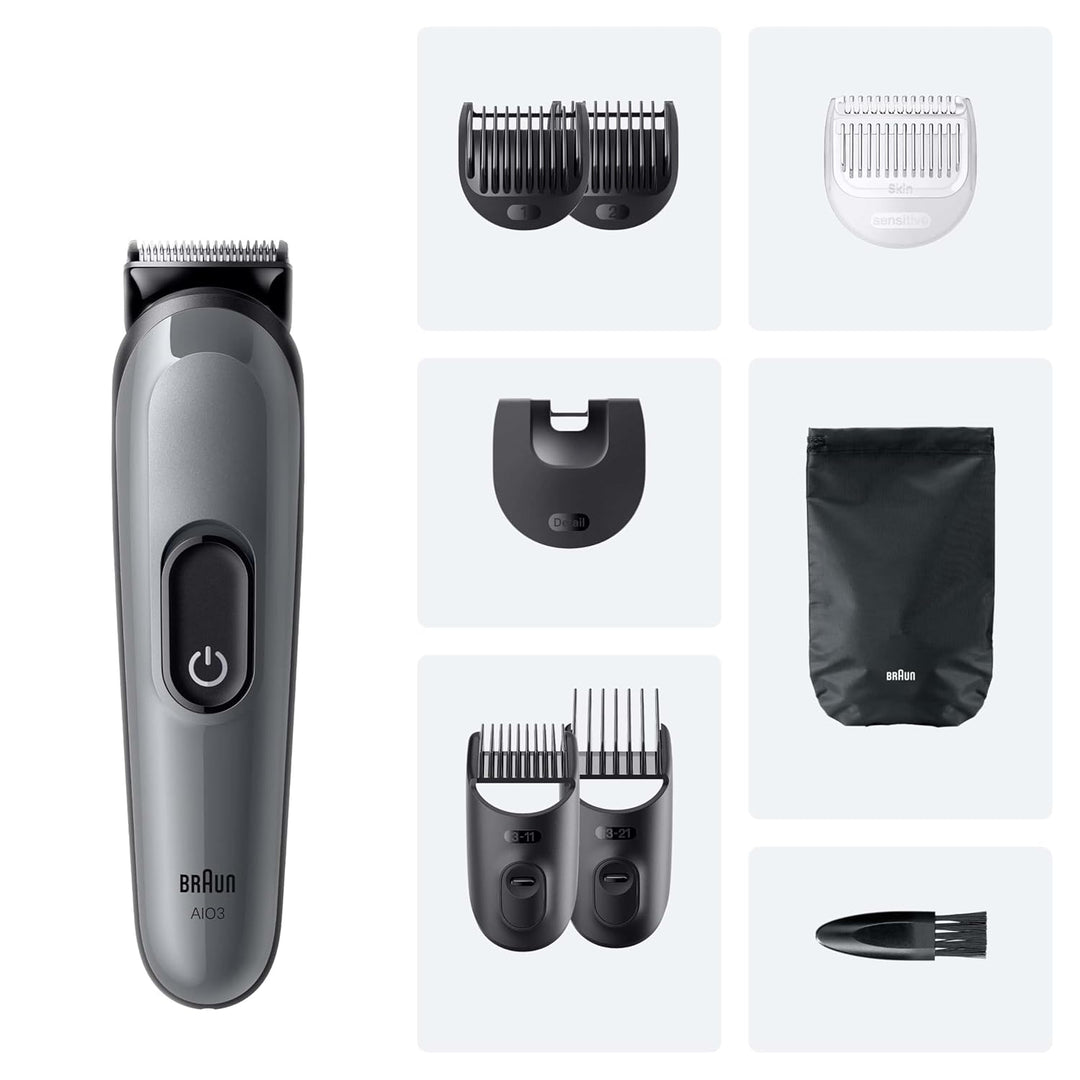 Braun Series 3 Multifunktions Körperpflege Set, 8 in 1, extrem scharfe Klinge, 14 Längeneinstellunge