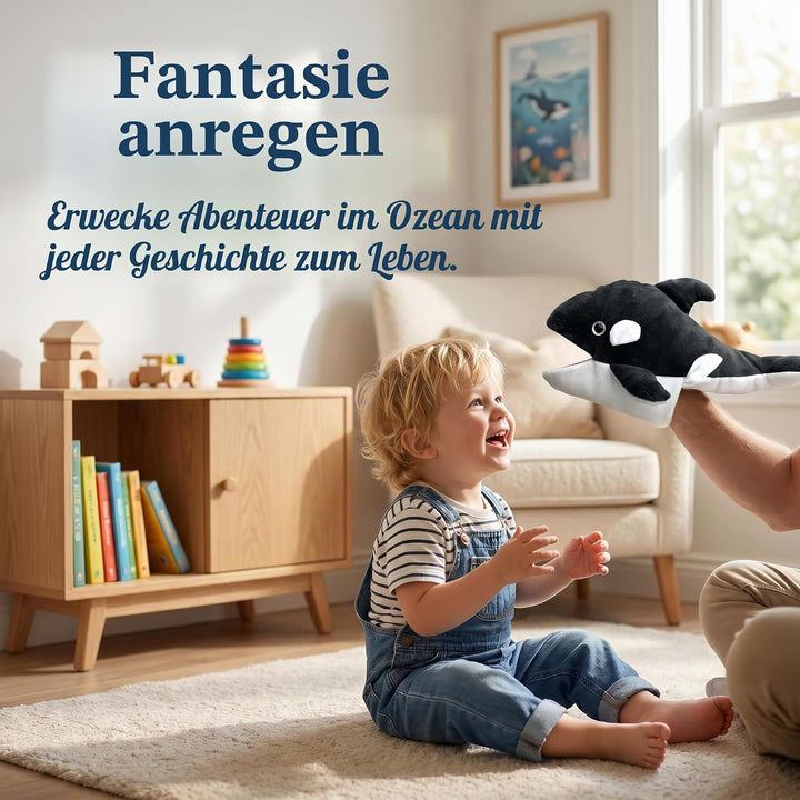 LOMTRATS Meerestier-Handpuppen für Kinder, Kleinkinder umfassen Haie, Wale usw. mit beweglichen offe