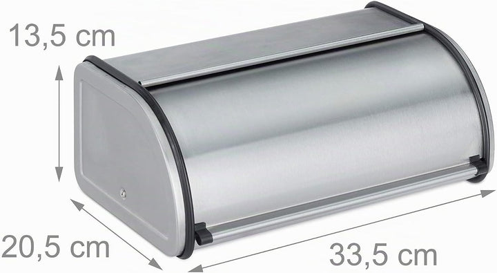 Relaxdays 10023832, Silber Brotkasten Edelstahl, Kleine Brotbox, Brot frisch halten, flach und Platz