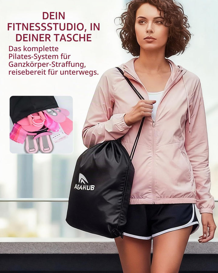 Abahub Pilates Ring Set, 35CM Magic Circle, 25CM Mini Ball,5er Set Fitnessbänder,Stretchbänder,Yoga