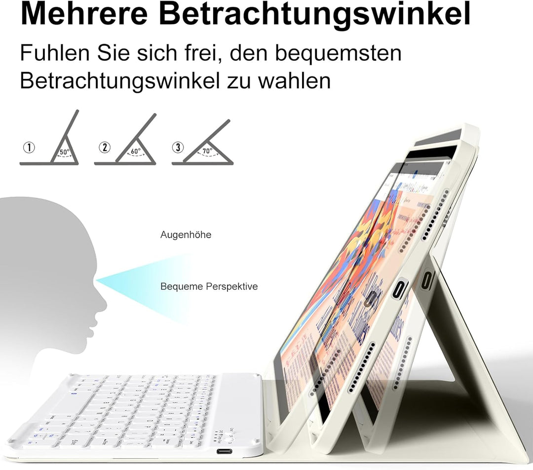 Tastatur Hülle für iPad 10. Generation 10,9" 2022 & iPad 11th Gen A16 2025 mit Stifthalter, TPU Rück
