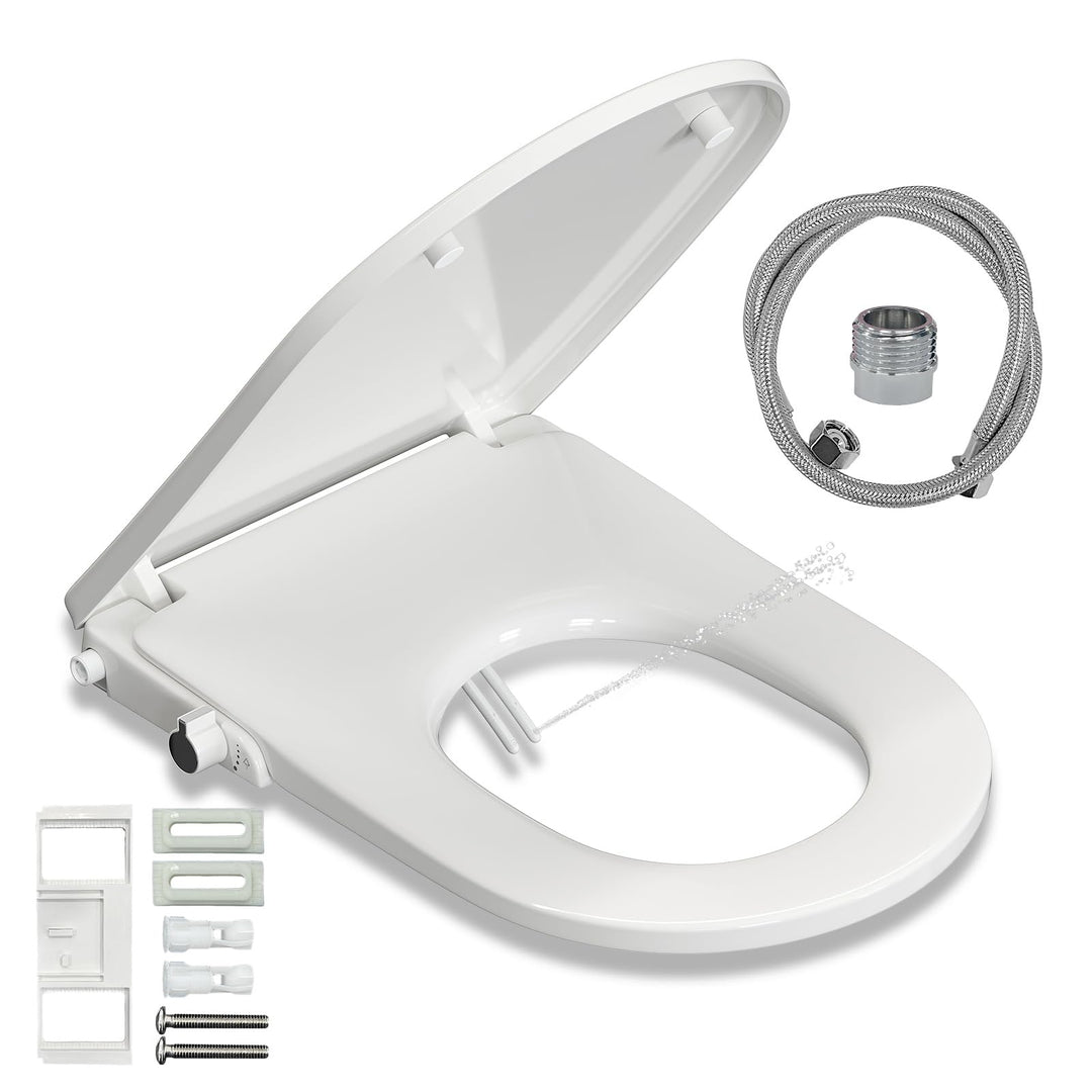 WC Sitz mit Bidet Funktion, Bidet Aufsatz für Toilette ohne Stromanschluss, Toilettendeckel mit Abse