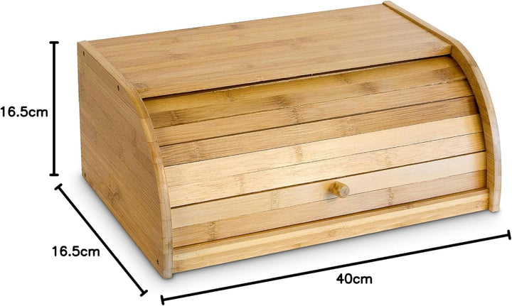 Relaxdays Brotkasten Bambus HBT: 16,5 x 40 x 27,5 cm Rollbrotkasten für aromadichte Brot, natur & Sc