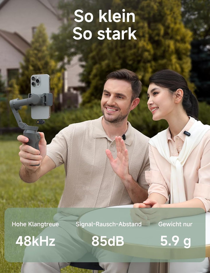 MAONO Kabelloses Mikrofon für Handy - Wireless-Lavalier-Mic für iPhone Android Handy, 4 Stufen Rausc
