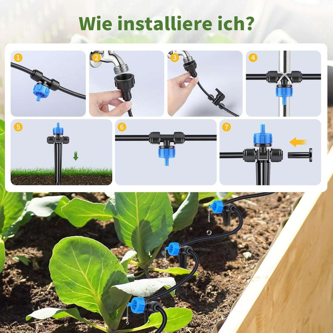 60PCS Garten BewässerungsSystem, Tropfbewässerung Kit, Wassersparende Bewässerung Kit mit 60 Stücke