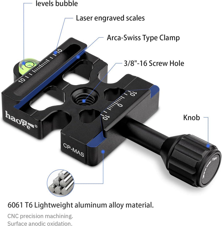 Haoge CP-MAS Schraubknopf-Schnellspanner-Adapter, kompatibel mit Arca Swiss/Manfrotto 200PL-14 RC2 P