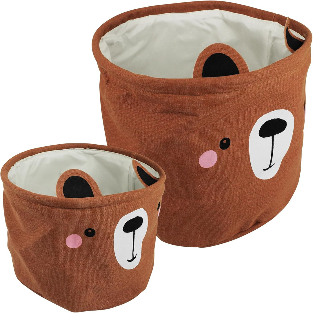 2er Set Aufbewahrungskorb mit Motivwahl Tiere Bär Löwe Koala Kinder (Bär)