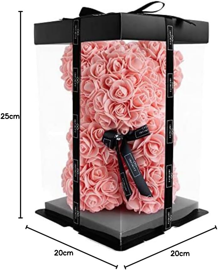 Infinity® Rosenbär mit Geschenkbox & über 300 handbeklebten ewigen Rosen mit Duft - Geschenk für Fra