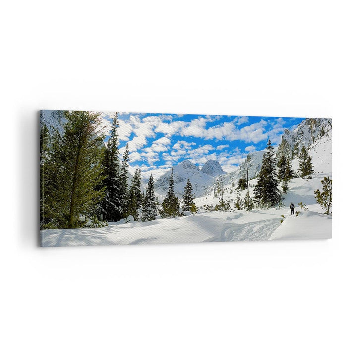 Panorama Bilder auf Leinwand 100x40cm Leinwandbild Tal Wolken Lawine Sport Gross Wanddeko Bild Schla