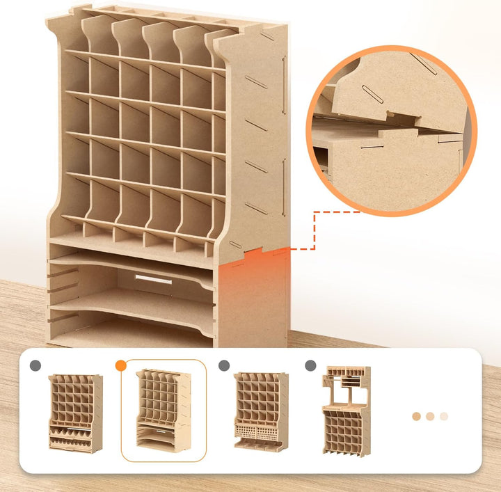 Bucasso Hölzern Modell Farbregal Organizer, Holzfarben Bastel-Farbregal MDF-Material für 30 Flaschen