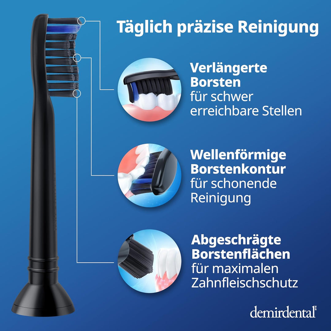 8er demirdental Ersatzbürsten passend für Philips Sonicare, Aktivkohle Aufsätze & Aufsteckbürsten, M