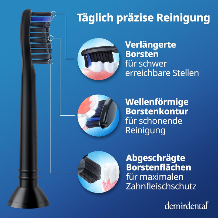 8er demirdental Ersatzbürsten passend für Philips Sonicare, Aktivkohle Aufsätze & Aufsteckbürsten, M