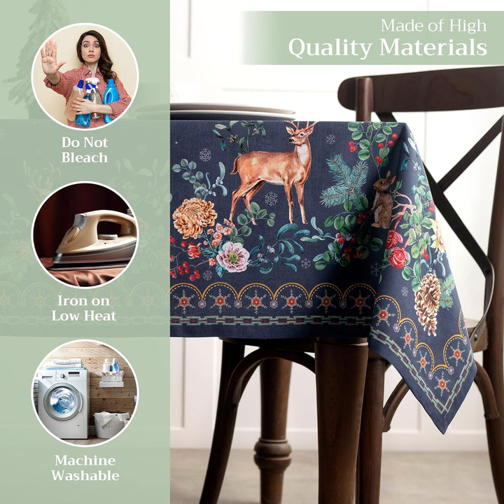 Maison d' Hermine Christmas Joy 100% Baumwolle Tischdecke für Küche | Abendessen | Tischplatte | Dek
