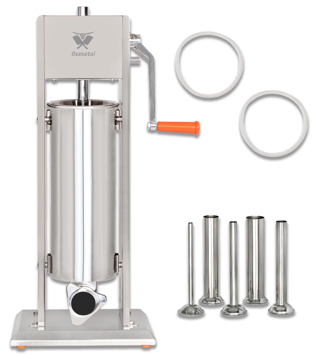 Beeketal 'BT07' Edelstahl Industrie Wurstfüllmaschine (7 L Volumen) SGS-geprüft, Profi Wurstfüller m