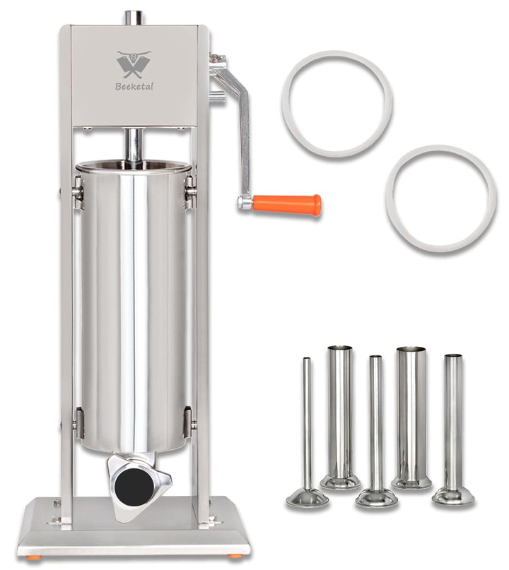 Beeketal 'BT07' Edelstahl Industrie Wurstfüllmaschine (7 L Volumen) SGS-geprüft, Profi Wurstfüller m
