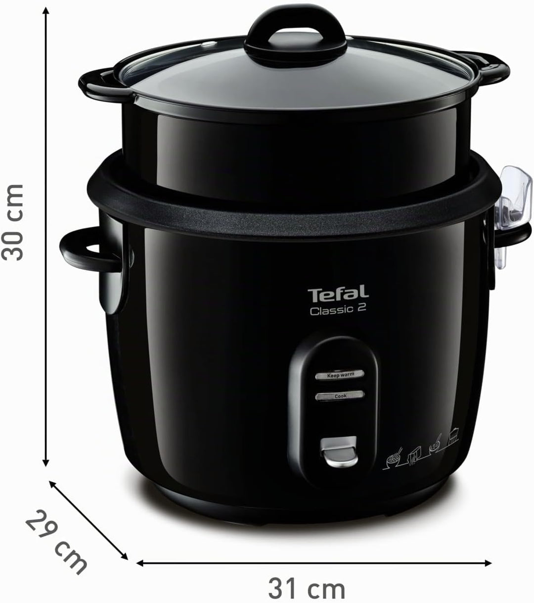 Tefal RK103811 Reiskocher Classic, schwarz-metallic, Noir