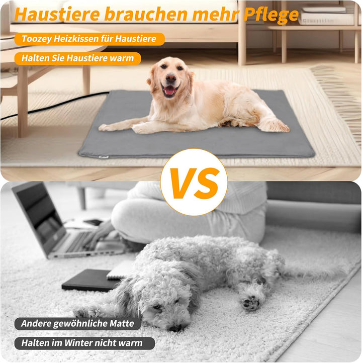 Toozey Katzen & Hund Heizmatte Innen 70 * 40cm, Timing & Temperatur Einstellbar Sicher Elektrisch Ha