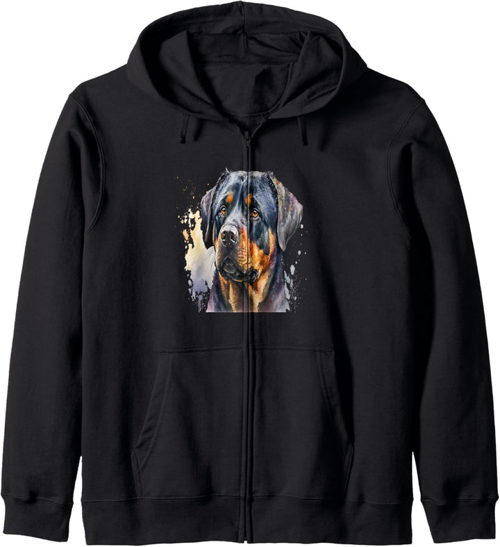 Schönes Aquarell-Rottweiler-Porträt Kapuzenjacke