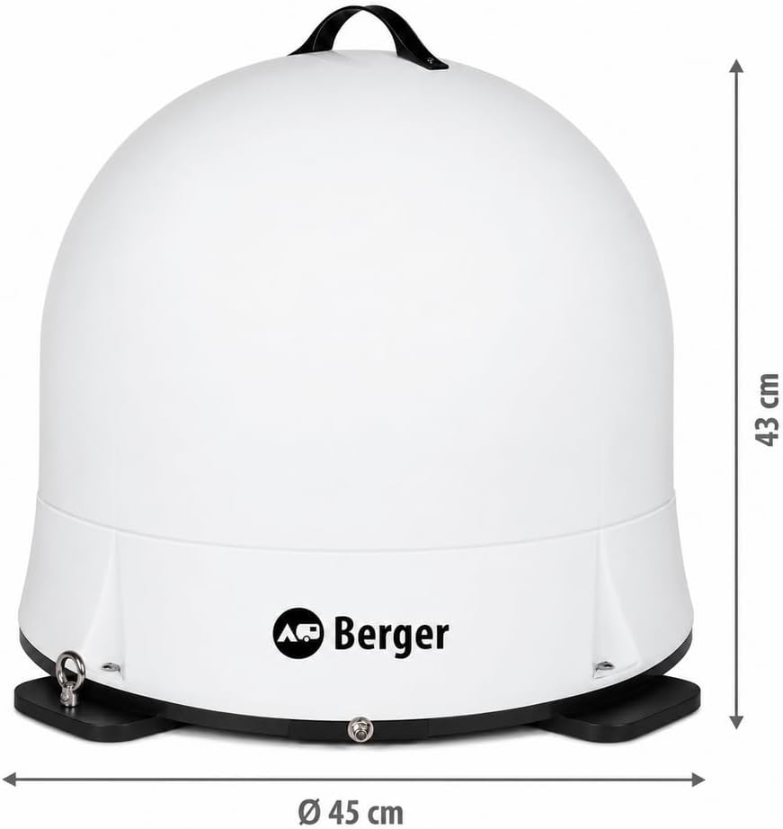 BERGER Move 4.0 Mobile Sat-Antenne | Vollautomatisch für Camping weiss, weiss