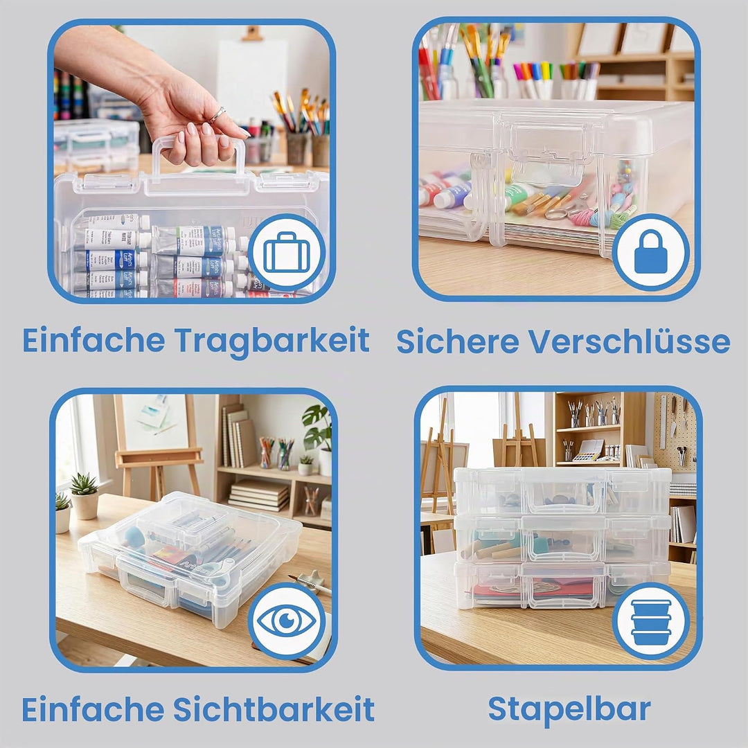 ArtBin 6913ZZ 30,5 x 30,5 cm tragbarer Kunst- und Handwerks-Organizer mit Griff, 3er-Pack, [3] Kunst