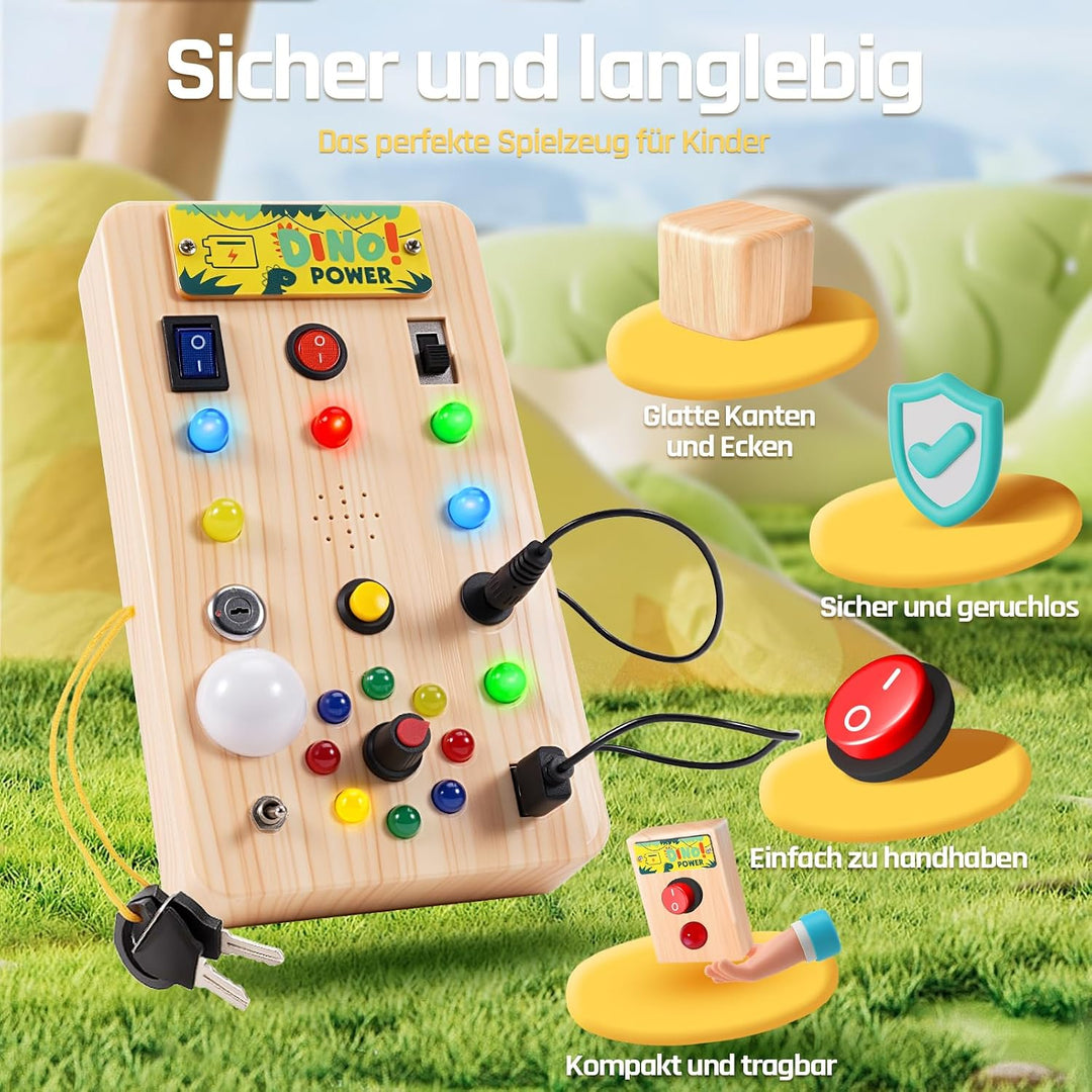 WEARXI Montessori Spielzeug ab 1 Jahr Busy Board mit Musik und 15 LED, Kinderspielzeug ab 1 Jahr, Os