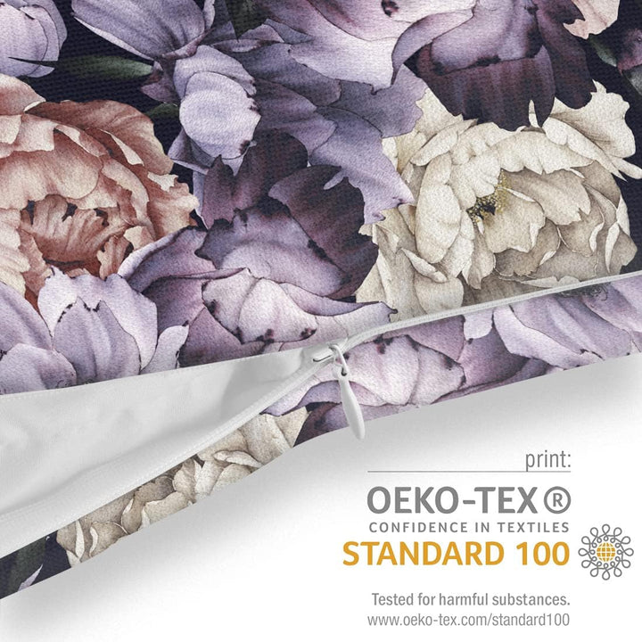 VOID Lila Blumen Pfingstrosen Kissenbezug Kissenhülle Sofakissen Kissen Deko Outdoor-Kissen Dekokiss
