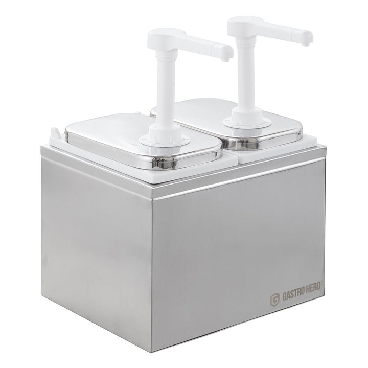 GastroHero Saucenspender 2x 2 Liter – Dosierpumpe PP für Saucen, Ketchup, Mayonnaise, Dressings &amp; Fl